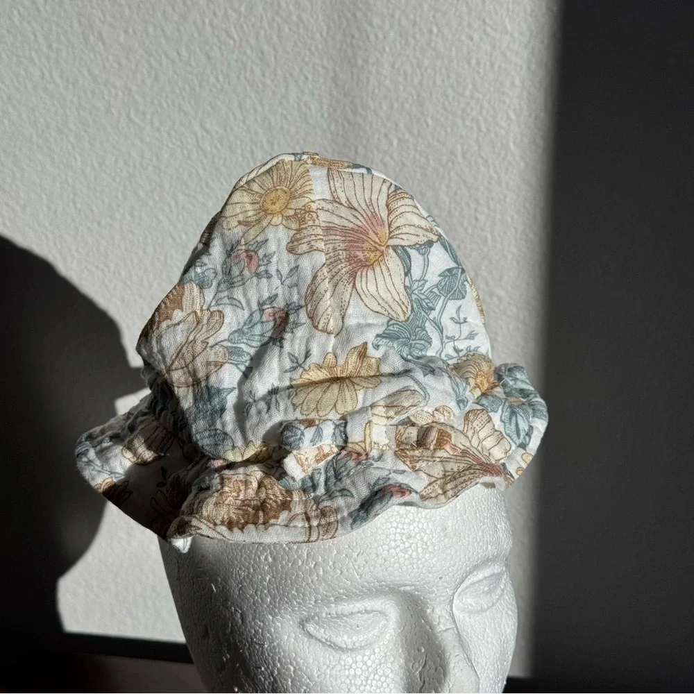 Rabbit + Bear Organic Baby Floral Sun Hat 0–3 Mon Organic Cotton Coastal Resort